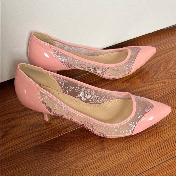 Elegant Pink Floral Women's Heels - Picture 3 of 7